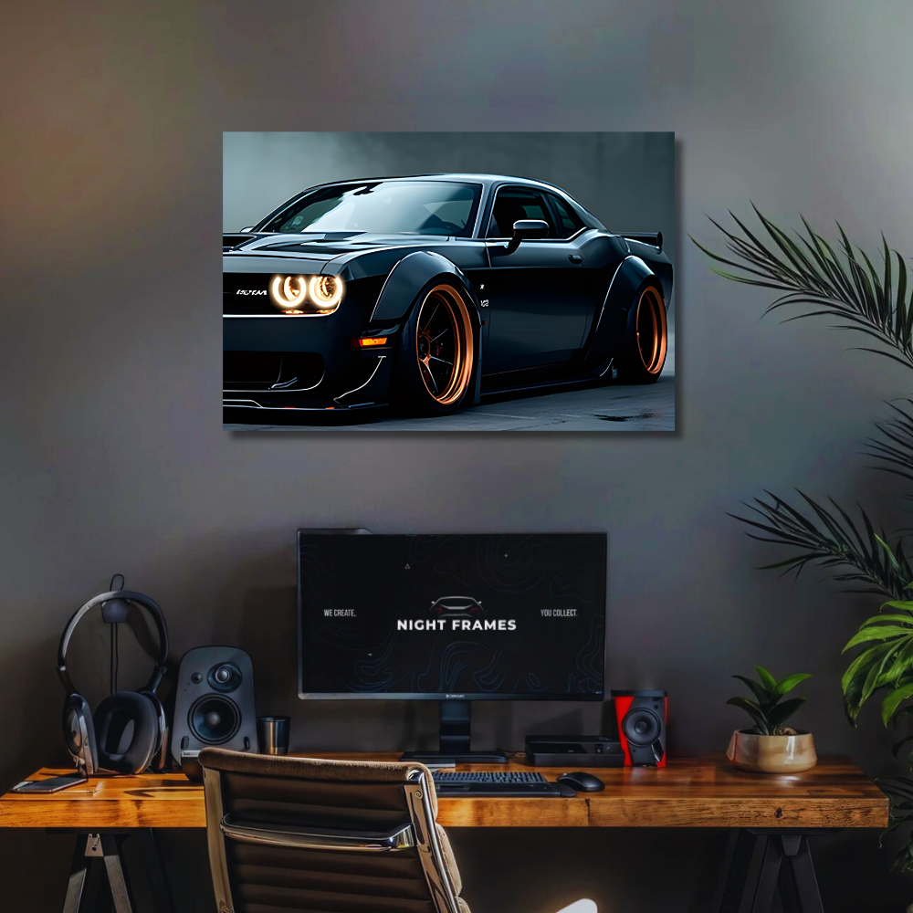 NightFrames Dodge Challenger Demon NEON Poster